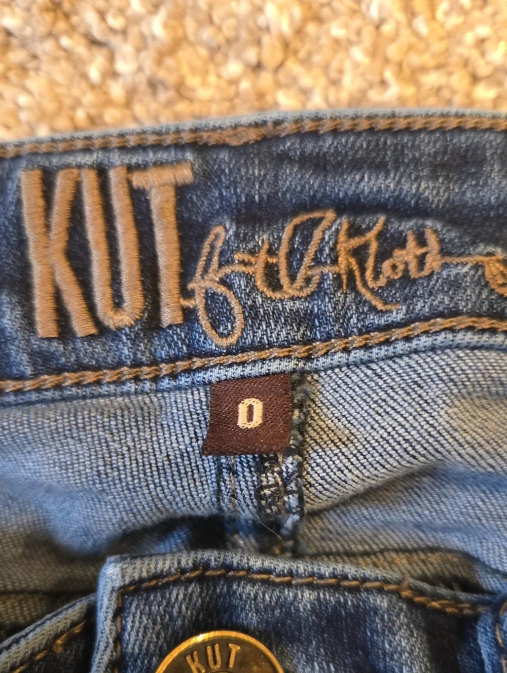 Kut from the Kloth Medium Blue Skinny Jeans with Raw Hem